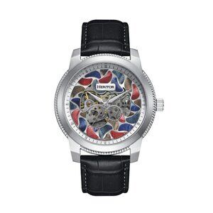 Heritor Automatic Emmanuel Semi-Skeleton Leather-Band Watch HERHS3701